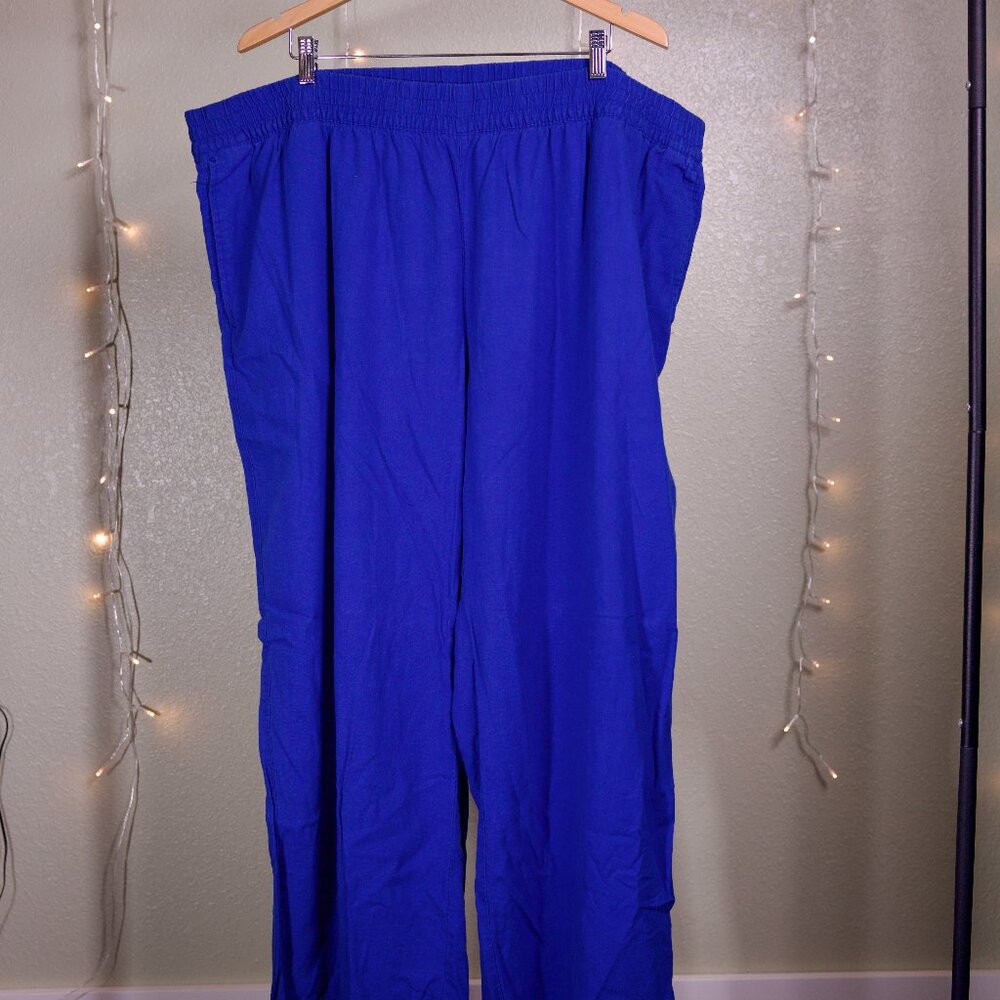 High Waisted Linen Wide Leg Blue Pants - Women's Old Navy - Size 3XL Plus Size
